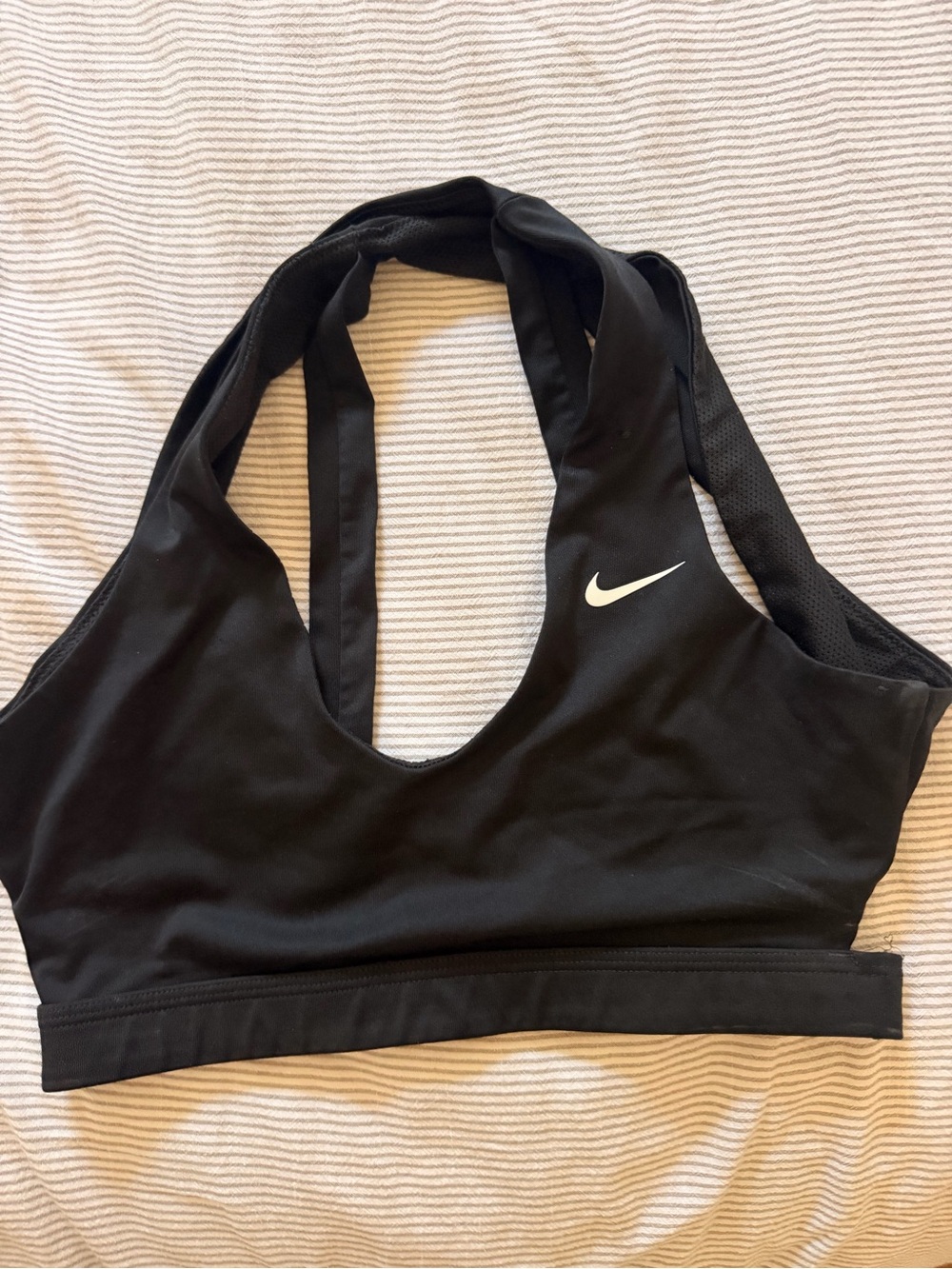Nike Black Racerback Sports Bra with White Swoosh